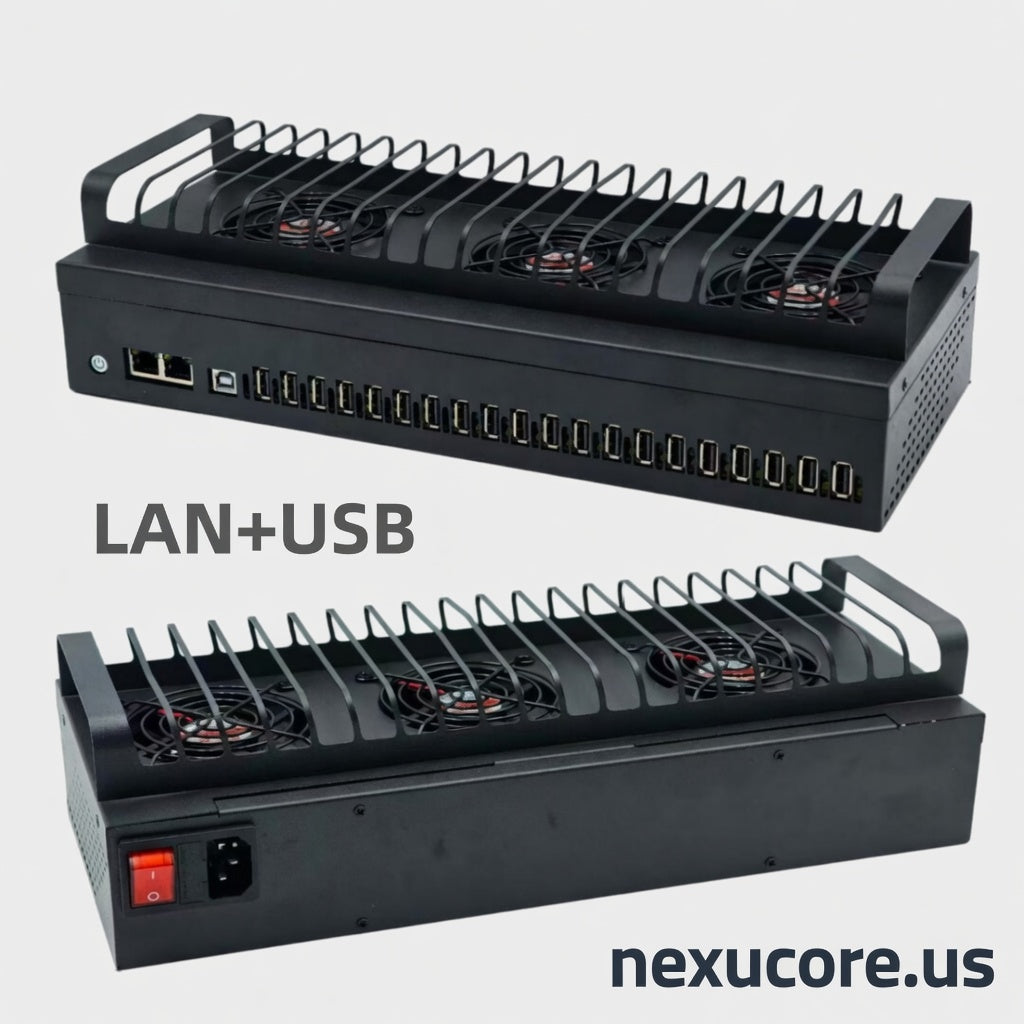 Run 20 Devices at Once — Stable, 24/7 Phone Farm Hub (LAN + USB)